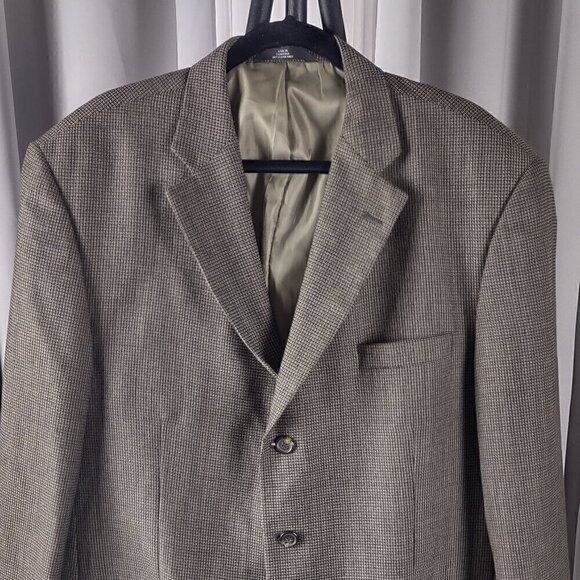 Haggar Collection Wool Blend Olive Green Sport Coat Blazer Jacket Size 46R - Picture 2 of 12